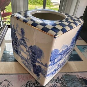 This is a MacKenzie-Childs Royal Check Boutique Tissue Box Cover